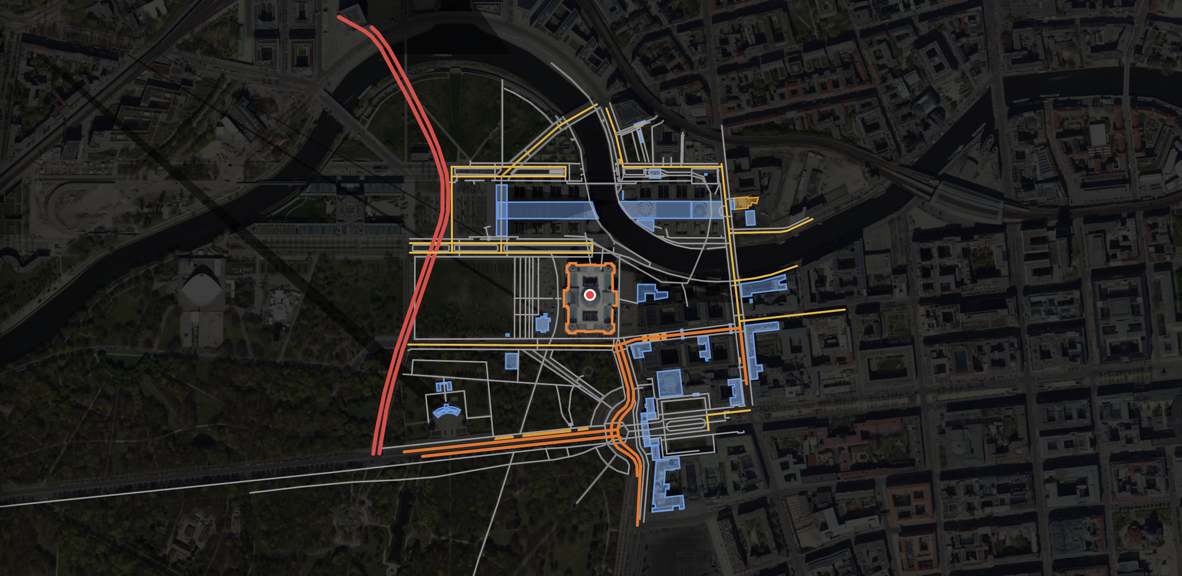 Parking surfaces detected and analysed for occupancy patterns.
